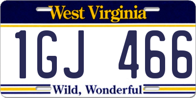 WV license plate 1GJ466