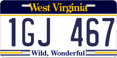 WV license plate 1GJ467