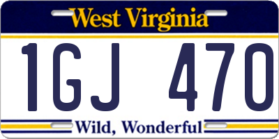 WV license plate 1GJ470