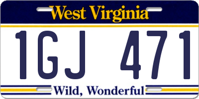 WV license plate 1GJ471