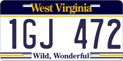 WV license plate 1GJ472
