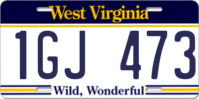 WV license plate 1GJ473