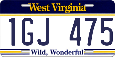 WV license plate 1GJ475