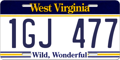 WV license plate 1GJ477