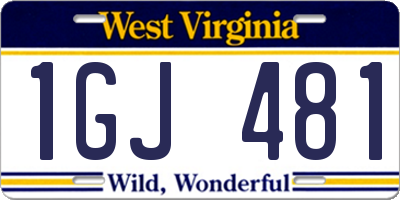 WV license plate 1GJ481