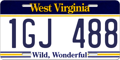 WV license plate 1GJ488