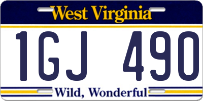 WV license plate 1GJ490