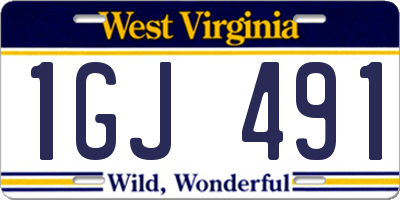 WV license plate 1GJ491
