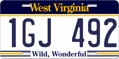 WV license plate 1GJ492