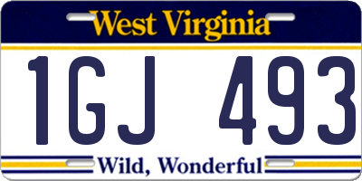 WV license plate 1GJ493