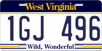 WV license plate 1GJ496