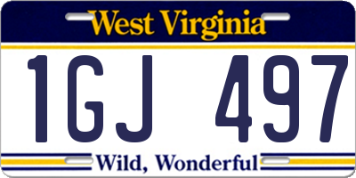 WV license plate 1GJ497