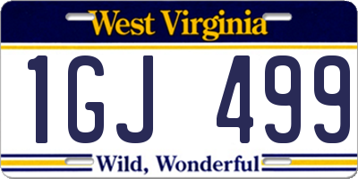 WV license plate 1GJ499