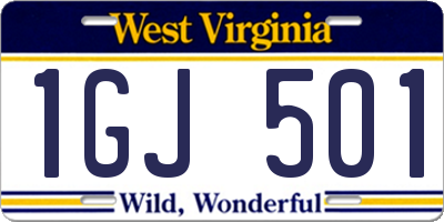 WV license plate 1GJ501
