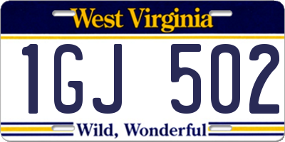 WV license plate 1GJ502