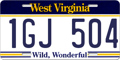 WV license plate 1GJ504