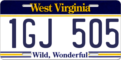 WV license plate 1GJ505