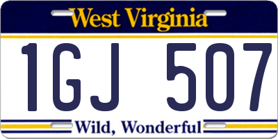 WV license plate 1GJ507