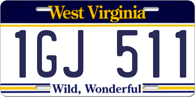 WV license plate 1GJ511