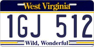 WV license plate 1GJ512