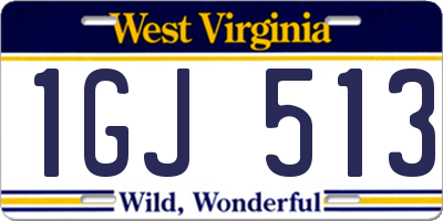 WV license plate 1GJ513