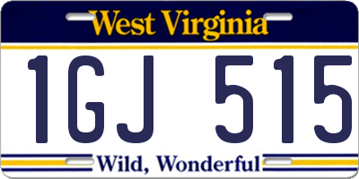 WV license plate 1GJ515