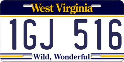 WV license plate 1GJ516