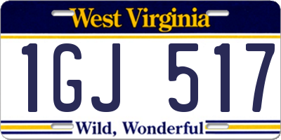 WV license plate 1GJ517