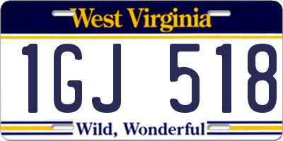 WV license plate 1GJ518