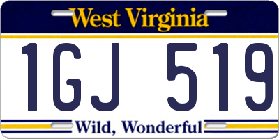 WV license plate 1GJ519