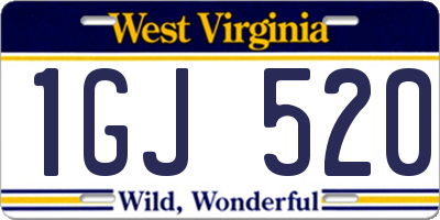 WV license plate 1GJ520