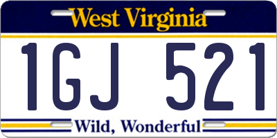 WV license plate 1GJ521
