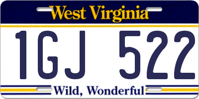 WV license plate 1GJ522