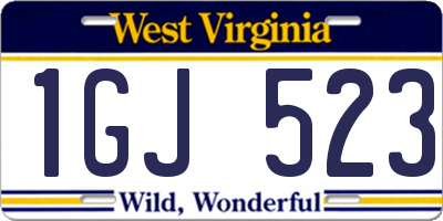 WV license plate 1GJ523