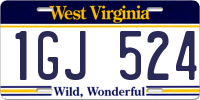 WV license plate 1GJ524