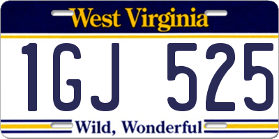 WV license plate 1GJ525