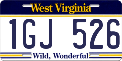 WV license plate 1GJ526