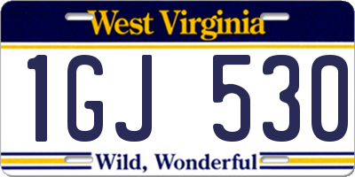 WV license plate 1GJ530