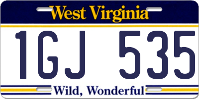 WV license plate 1GJ535