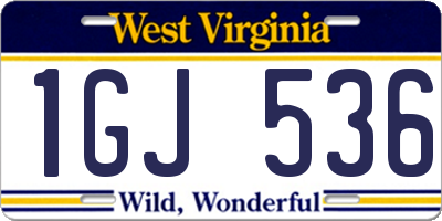 WV license plate 1GJ536