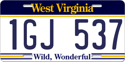 WV license plate 1GJ537