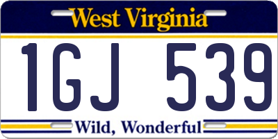 WV license plate 1GJ539
