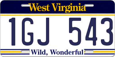 WV license plate 1GJ543