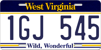 WV license plate 1GJ545