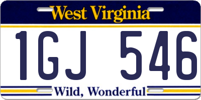 WV license plate 1GJ546