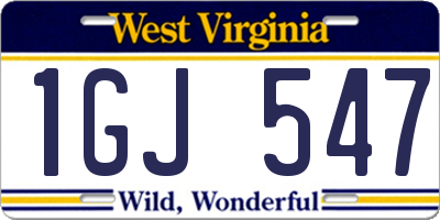 WV license plate 1GJ547