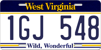 WV license plate 1GJ548