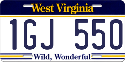 WV license plate 1GJ550