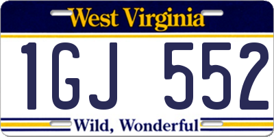 WV license plate 1GJ552