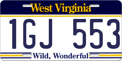 WV license plate 1GJ553